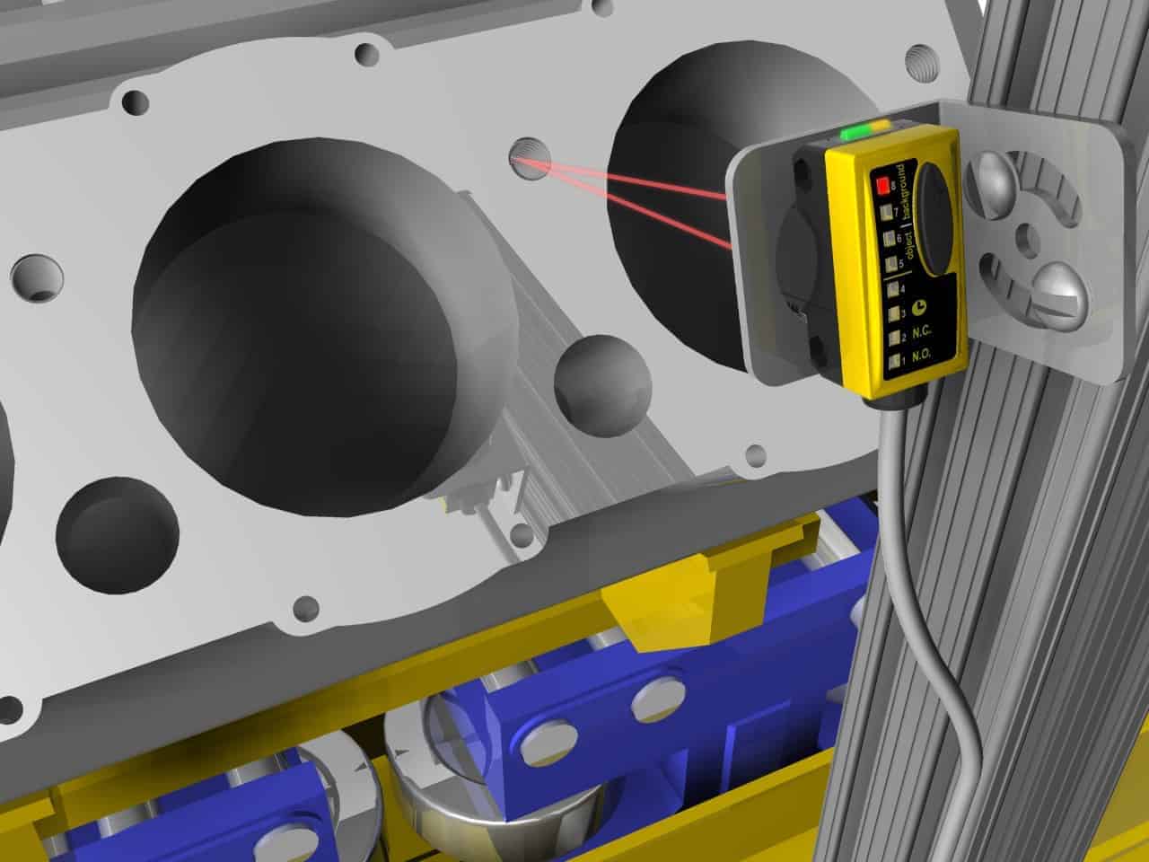 Detecção de Furos de Rosca Sensor, peças automotivas, metalmecanica, fundição, furos de rosca.